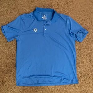 Walmart Shirt Men's Large Blue Polo Employee Work Uniform Stretch Short Sleeve